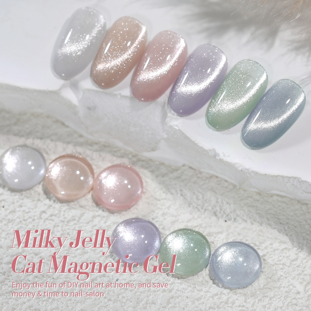 BORN PRETTY 6 ชิ้น Milky Jelly Cat Eyes Magnetic Nail Gel Polish Pink Silver Nail Art Gel Set ราคา ถูกที่สุด ดีลบีเคเค แกลเลอรีภาพที่ 7