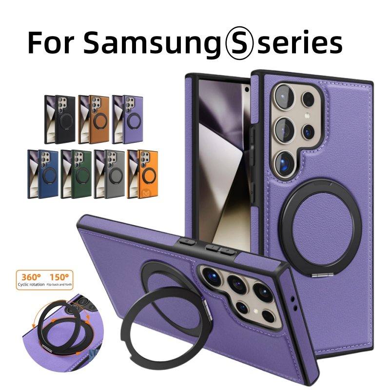 ปลอกสําหรับ Samsung Galaxy S25 S24 S23 S22 Ultra S24 S23 Plus S24FE 360 หมุนหรูหราแม่เหล็กแหวนโลหะยืนผู้ถือเคสโทรศัพท์ฝาครอบ