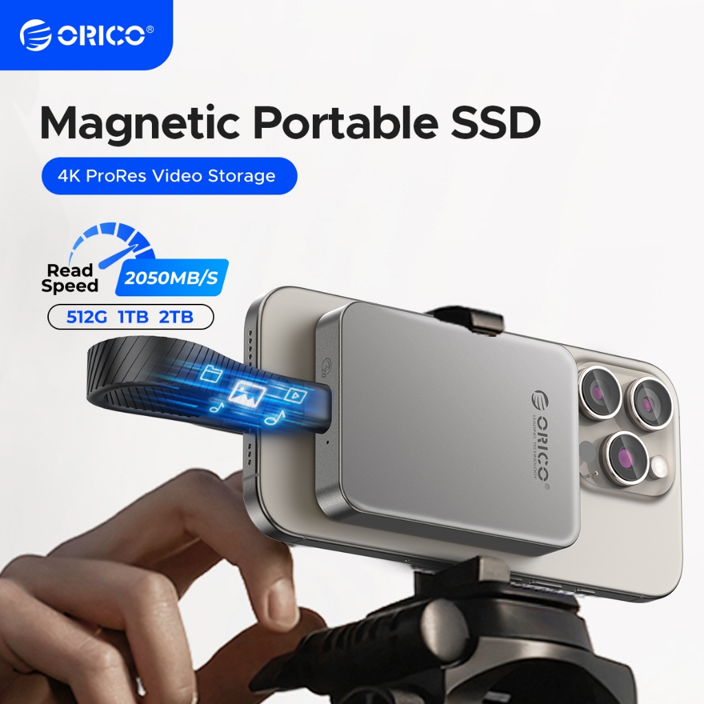 Orico 1TB แม่เหล็กภายนอก SSD USB3.2 2000 เมกะไบต์/วินาทีแม่เหล็ก 4K ProRes Video Storage สําหรับ iphone 15 (K20)