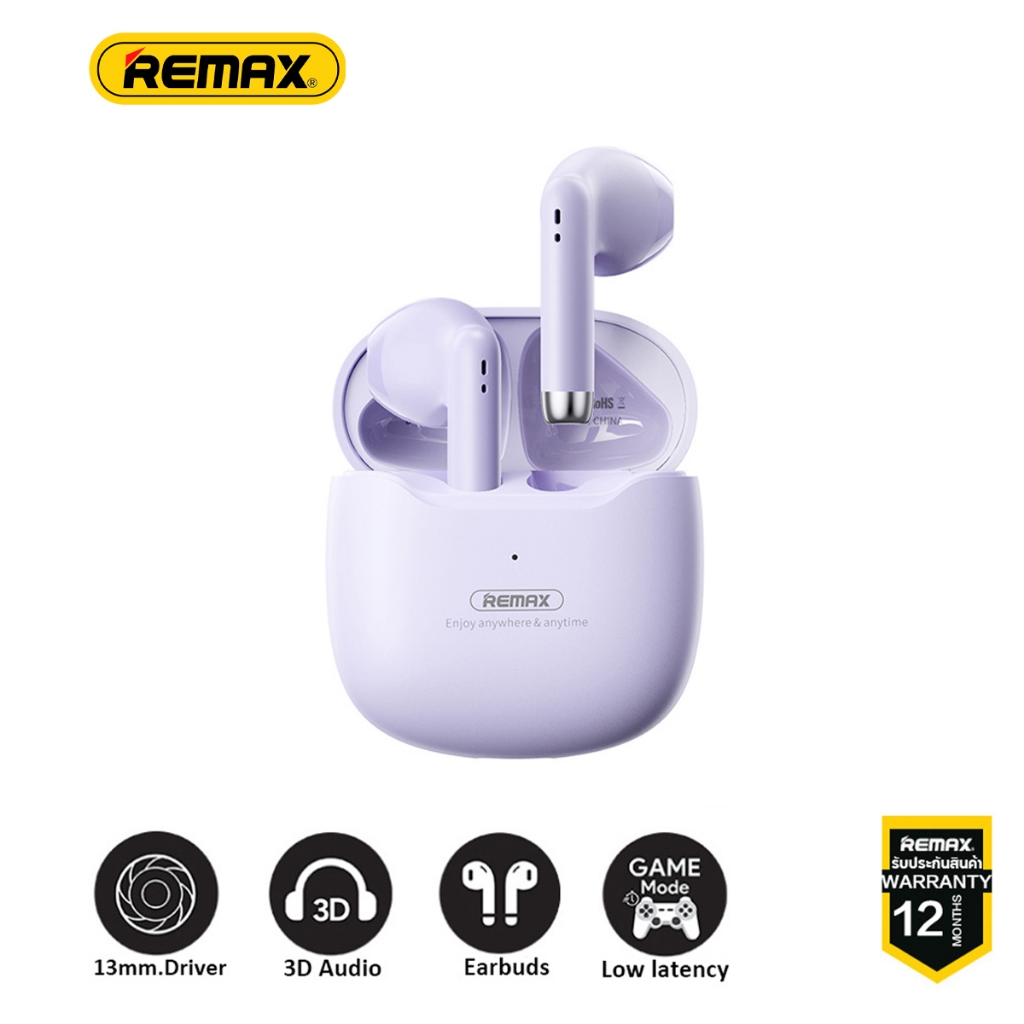 REMAX TWS-19 หูฟังบลูทูธ Bluetooth 5.3 สเตอริโอในหูหูฟังไร้สายบลูทู ธ เกมพร้อมกล่องชาร์จ