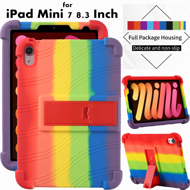 for iPad Mini7 Mini 7 8.3 Inch 2024 Tablet Case Super Shockproof Soft Silicone Protective Case Stand Cover