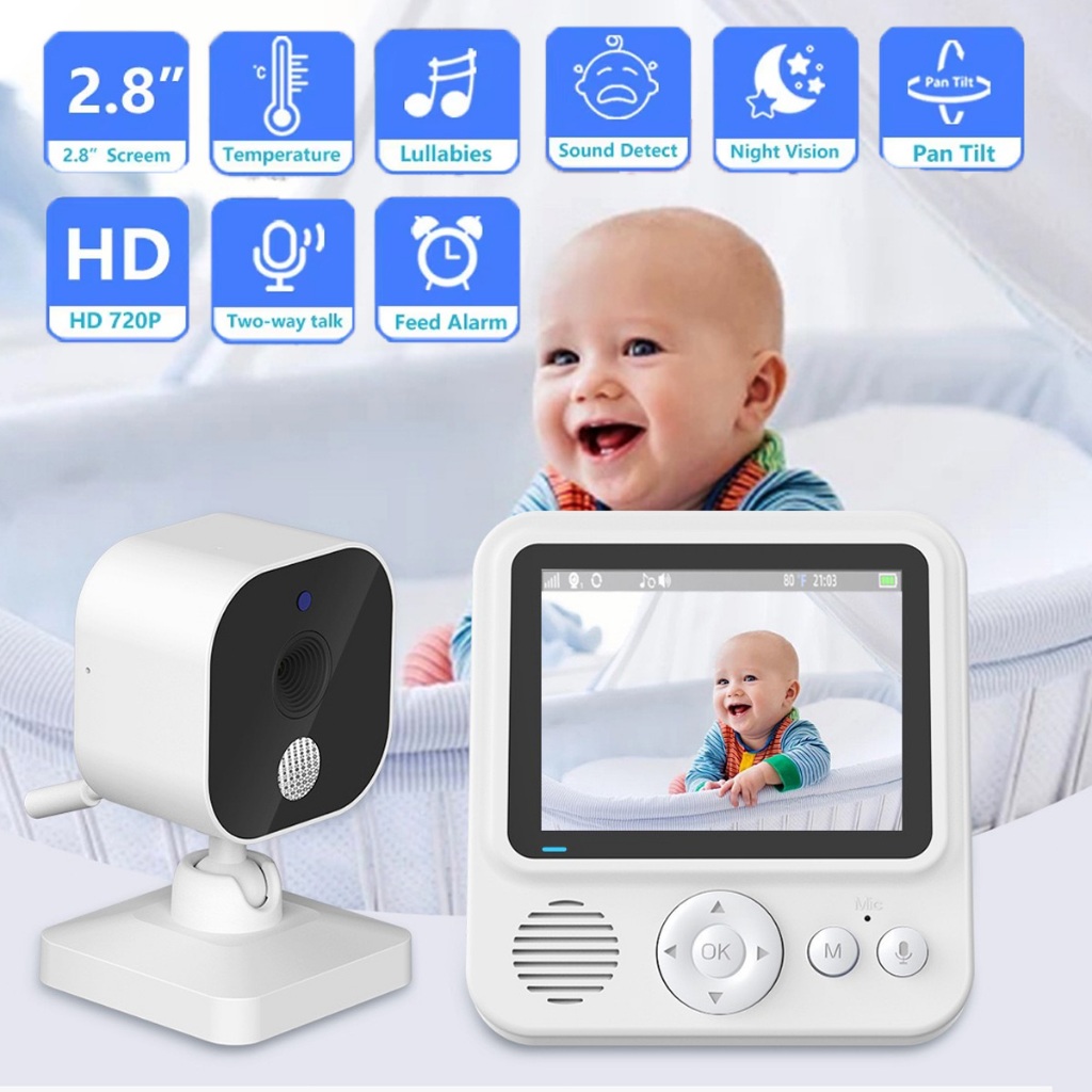 2.8 นิ้ววิดีโอ Baby Monitor 720P 4X ซูมกล้องเด็กสองทาง Intercom Babyphone Night Vision หน้าจอ IPS Babe Nanny Monitor ABM900