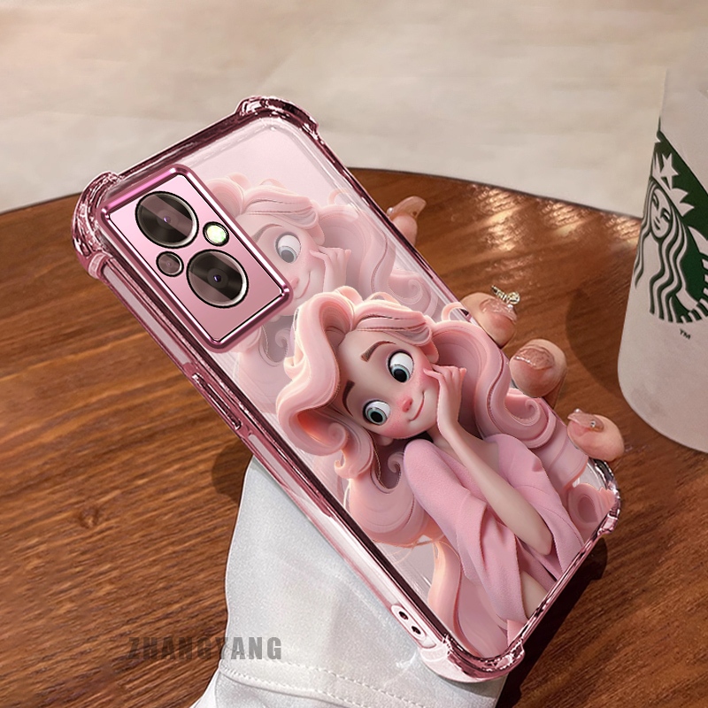 สําหรับ OPPO RENO 7Z 5G RENO 8Z 5G สี่มุม electroplated anti fall สวยอะนิเมะสาวรูปแบบเคสโทรศัพท์ความงาม TPU ซิลิโคนนุ่มกรณี