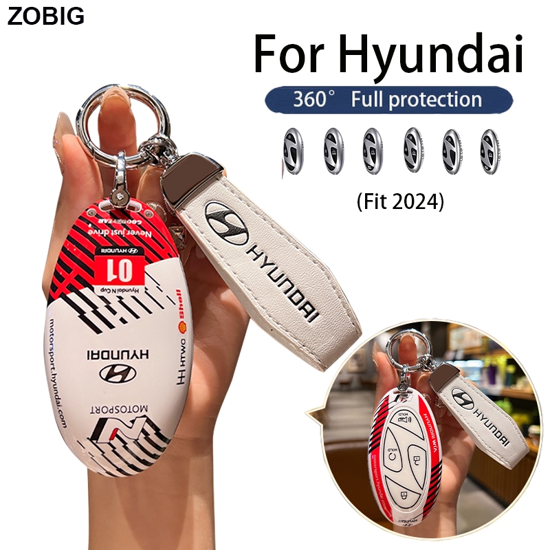Zobig Racing สไตล์ ABS Key Fob สําหรับ Hyundai กุญแจรถพวงกุญแจ Fit สําหรับ 2023 2024 Hyundai Ioniq 6 Grandeur GN7 KONA Veloster Accent Elantra nata Santa fe Tucson