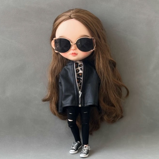 Blythe Barbie Small Ragdoll Clothes ob24 ob27 Leather Jacket Coat