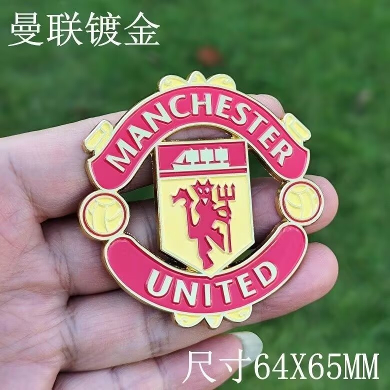 พัดลมฟุตบอลรถ Body Scratch ฝาครอบสติกเกอร์ Manchester United โลหะฟุตบอลทีม Club ป้ายโลโก้รถยนต์ Decal