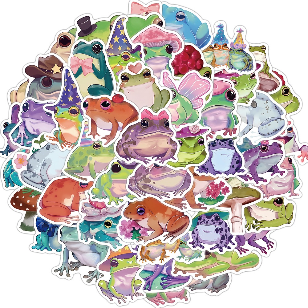 [สติ๊กเกอร์ขนาดใหญ่]50ชิ้นการ์ตูนกบสัตว์น่ารักสติ๊กเกอร์กราฟฟิตีทําเองโทรศัพท์กีต้าร์แล็ปท็อปโน๊ตบุ๊คกระเป๋าเดินทางถ้วยสติกเกอร์กันน้ําเด็กของเล่น