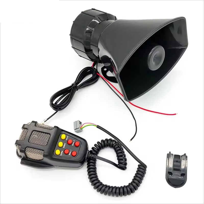 7-sound Loud รถเตือนนาฬิกาปลุกรถบรรทุกลําโพง 12V ไซเรน Air Horn Megaphone ตํารวจ Firemen แตรรถ 110DB