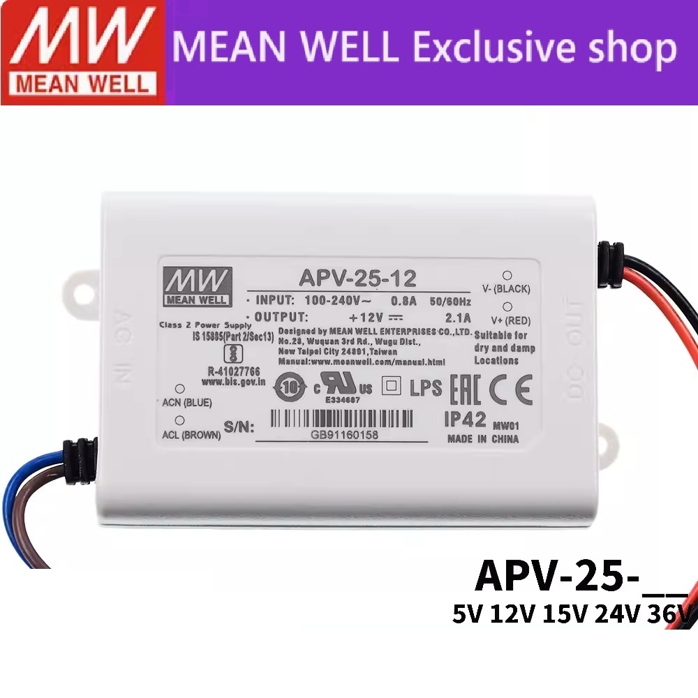 MEAN WELL APV-25 APV-25-24 25W เอาต์พุตเดี่ยว Switching Power Supply 24V 1.05A