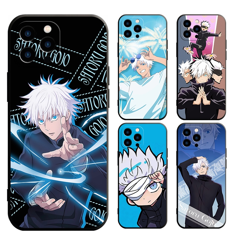 สําหรับiphone Se 2020 6 6S 11 Pro Max 6 Plus 11 Pro 7 8 Plus X Xs Xr Xsmax Jujutsu Kaisen Gojo Satoruกรณีสีดํานุ่ม