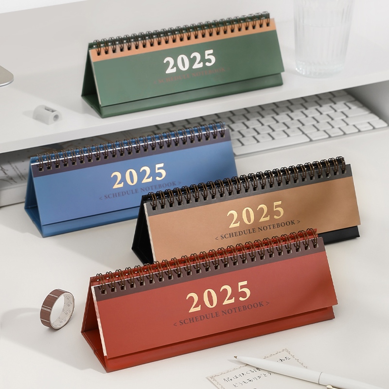 Penlab 2025 Mini Planer ปฏิทินตั้งโต๊ะ Retro สีตารางตารางโน้ตบุ๊ค Todo List Check Table Memo Planner