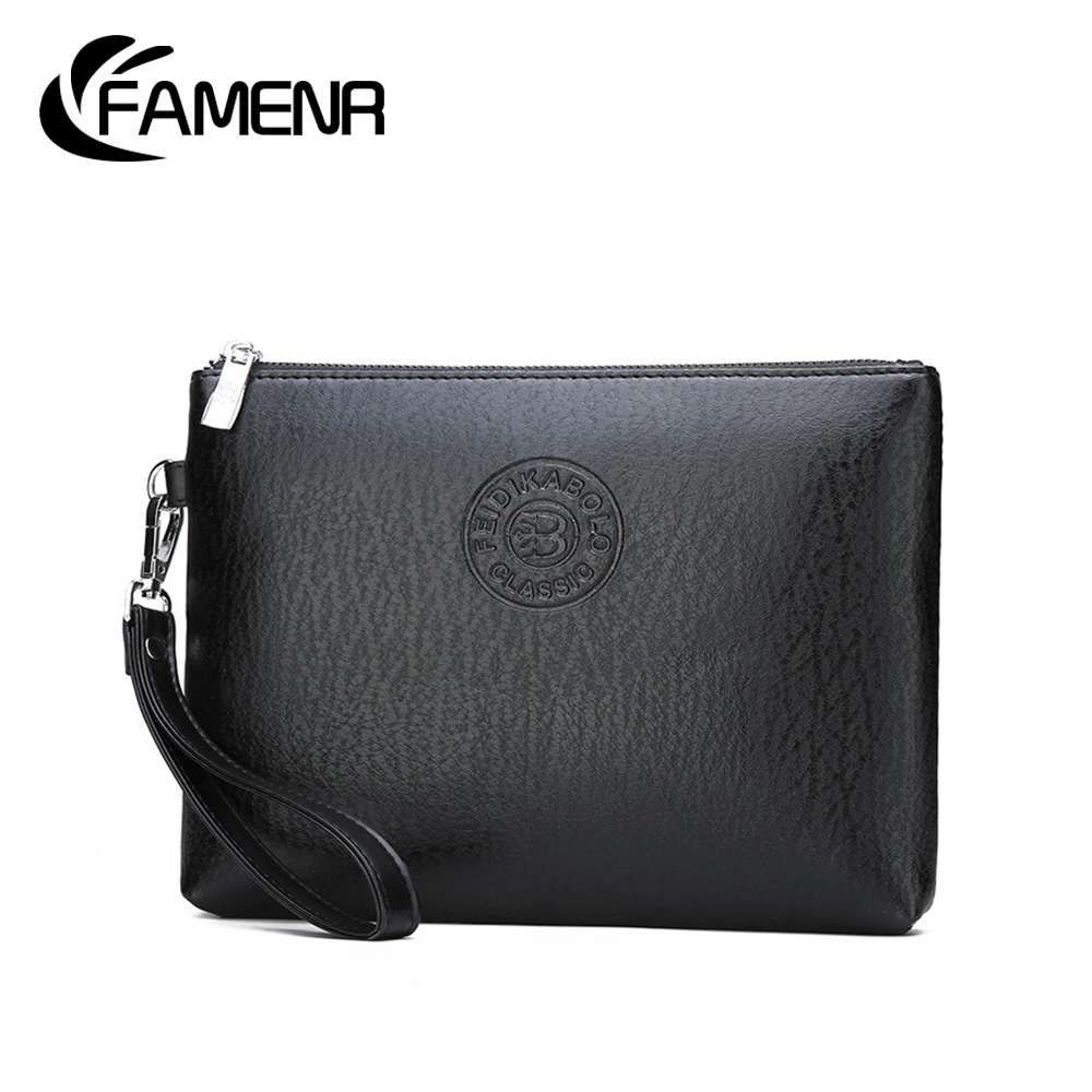 FAMENR【พร้อมส่ง】กระเป๋าถือ กระเป๋าคลัทช์ หนัง PU แบบถัก อเนกประสงค์ แฟชั่นสําหรับผู้ชาย