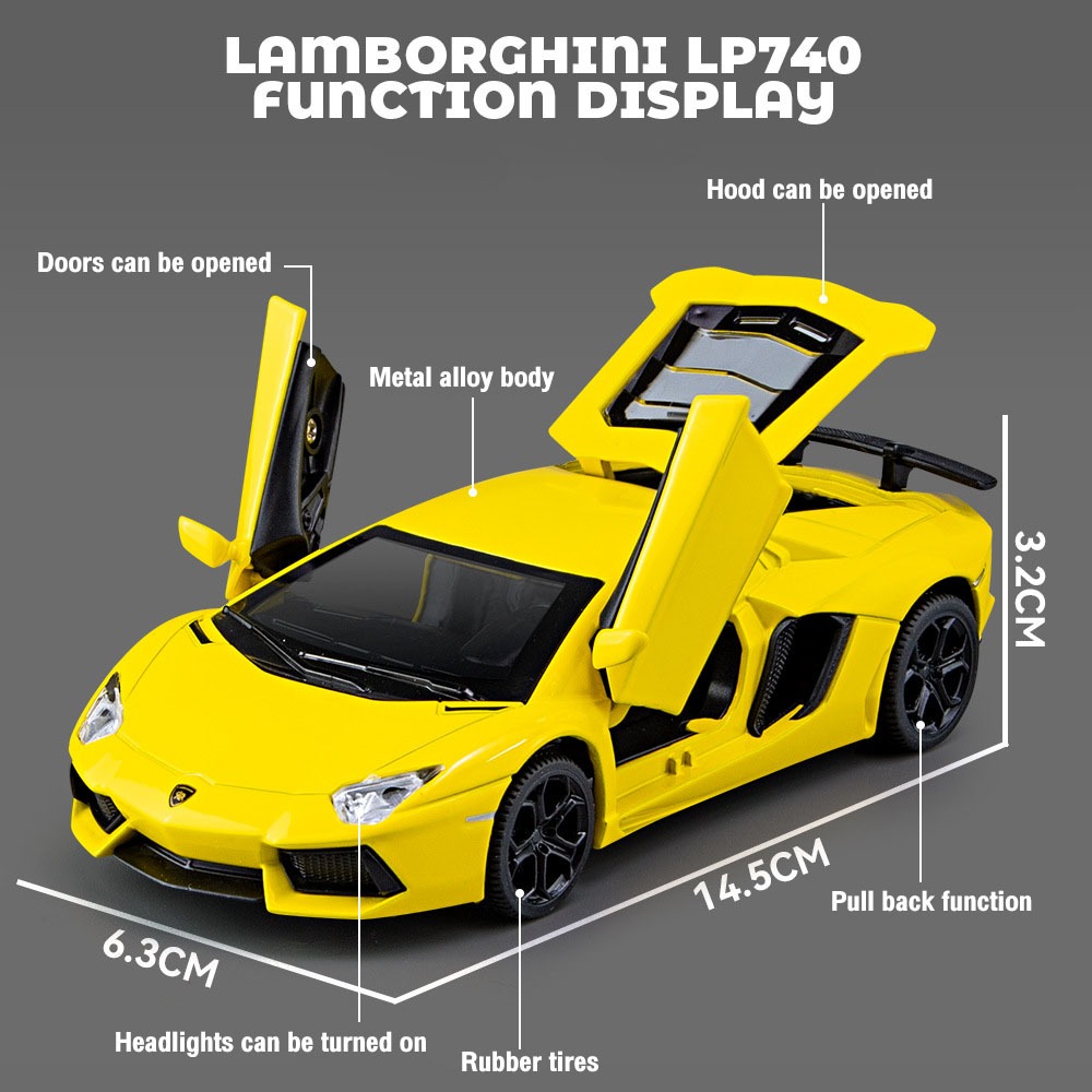Klt 1:32 LP740 Supercar Diecast รุ่นรถโลหะผสมรถของเล่นคอลเลกชันของขวัญสําหรับเด็กเด็กผู้หญิง