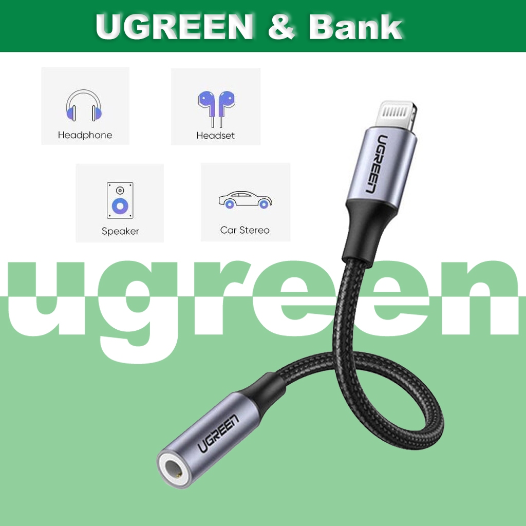 Ugree n MFI ถึง 3.5 มม. แจ็ค AUX Cable MFI หูฟังอะแดปเตอร์เสียง 30756