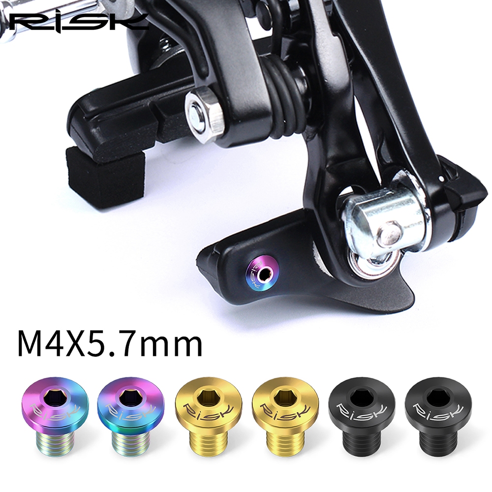 Risk TC4 ไทเทเนียมจักรยาน C-เบรค Pad Fixing Bolts 4 ชิ้น/ล็อตจักรยาน C-Clipper เบรคล็อคผิวสกรูสําหรับแผนที่ Clamp เบรค