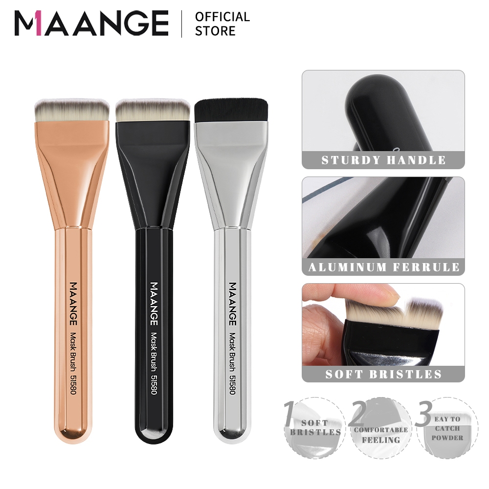 MAANGE แปรงรองพื้น แปรงมาสก์หน้า มัลติฟังก์ชั่น มืออาชีพ  แปรงแต่งหน้าแปรงรองพื้นหัวแบนสีเงินบางเฉียบ 51580