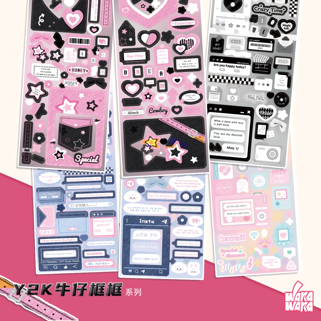 Wakawaka Original Text Handbook Sticker diy Cuckoo Card Sticker การ์ตูน