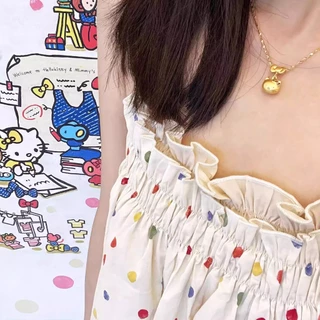เกาหลีแฟชั่นโบว์ HelloKitty สร้อยคอแมวหญิงสีทอง ins ของขวัญวันเกิดนักเรียน