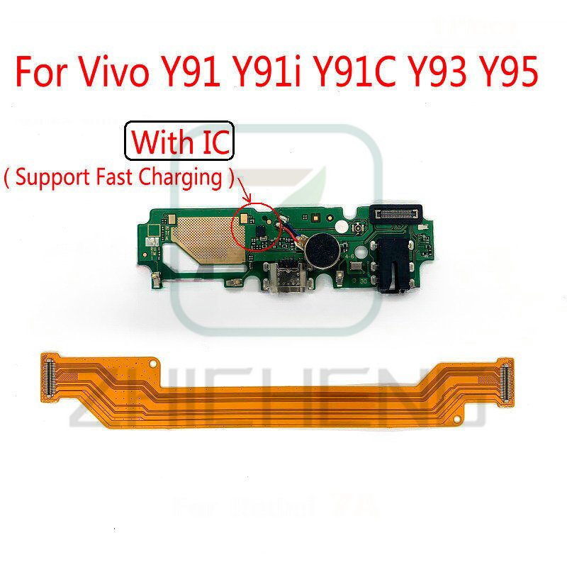 บอร์ดเชื่อมต่อสายชาร์จไมโครโฟน PCB พร้อมสายแพสั่น ของแท้ สําหรับ Vivo Y91 Y91i Y91C Y93 Y95