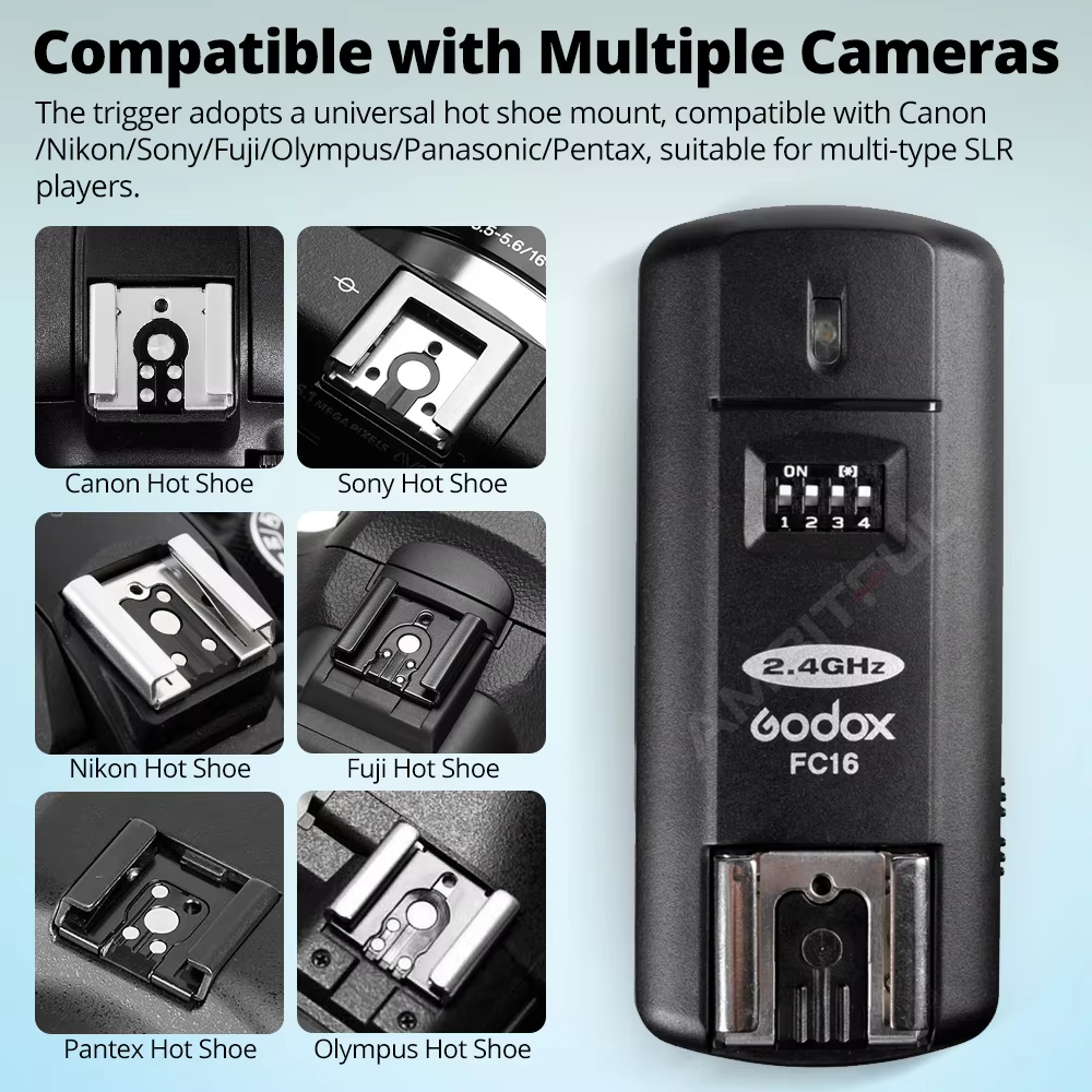 Godox FC-16 2.4GHz 16 Channels Wireless Remote Flash Studio Trigger & Receiver Shutter สําหรับกล้อง Canon Nikon