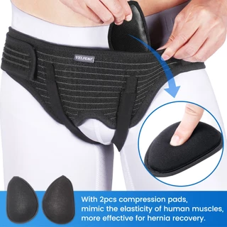 VELPEAU เข็มขัดไส้เลื่อน Truss สําหรับ Inguinal หรือกีฬาไส้เลื่อนสนับสนุนบรรเทาอาการปวด Recovery สายรัด 2 แผ่นบีบอัดที่ถอดออกได้
