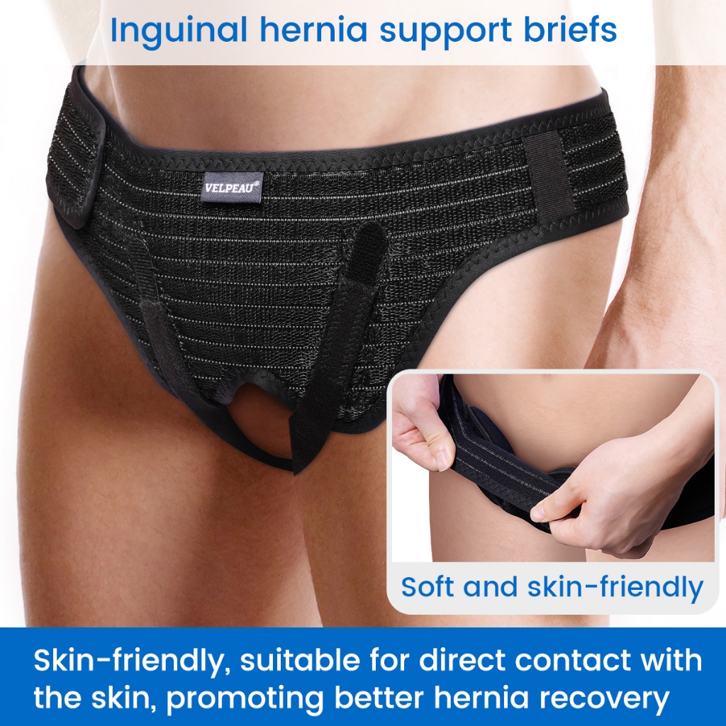 VELPEAU เข็มขัดไส้เลื่อน Truss สําหรับ Inguinal หรือกีฬาไส้เลื่อนสนับสนุนบรรเทาอาการปวด Recovery สายรัด 2 แผ่นบีบอัดที่ถอดออกได้ - รูปที่ 4