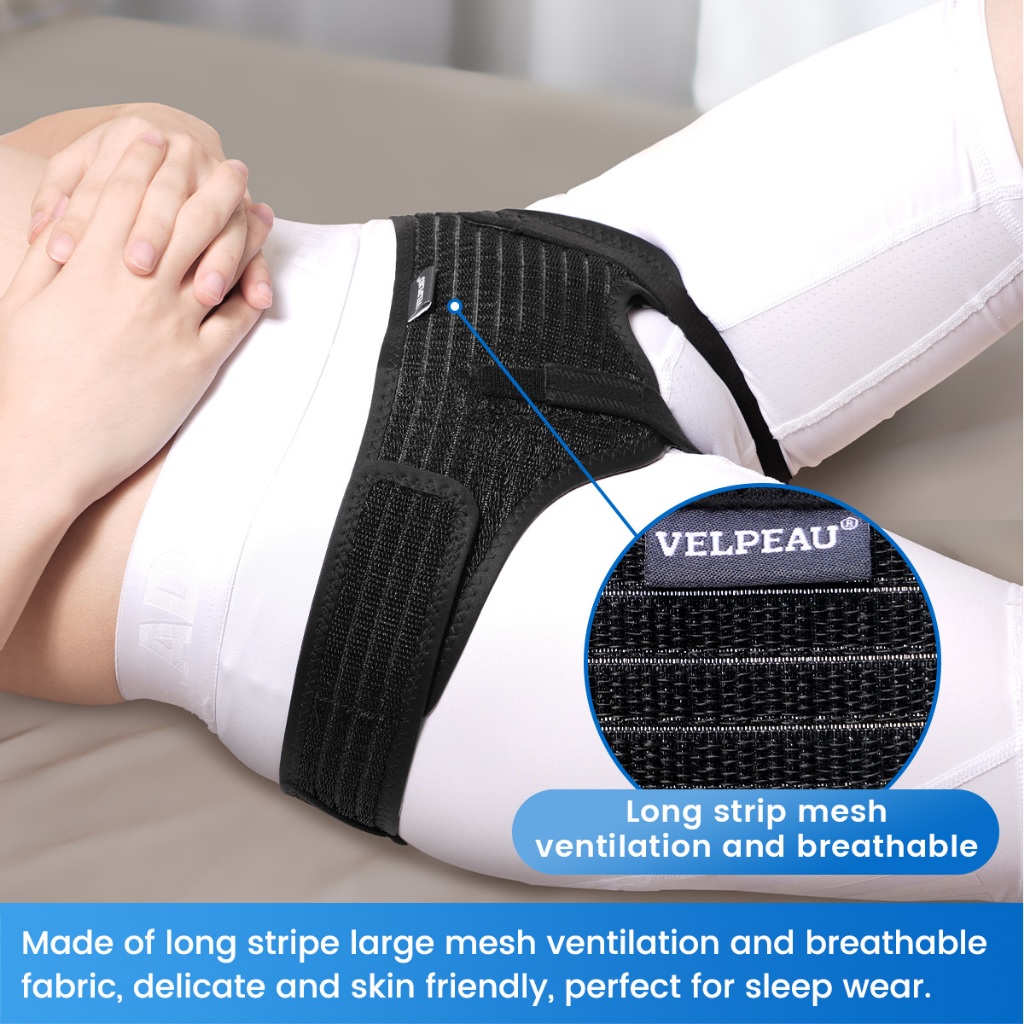 VELPEAU เข็มขัดไส้เลื่อน Truss สําหรับ Inguinal หรือกีฬาไส้เลื่อนสนับสนุนบรรเทาอาการปวด Recovery สายรัด 2 แผ่นบีบอัดที่ถอดออกได้ - รูปที่ 5