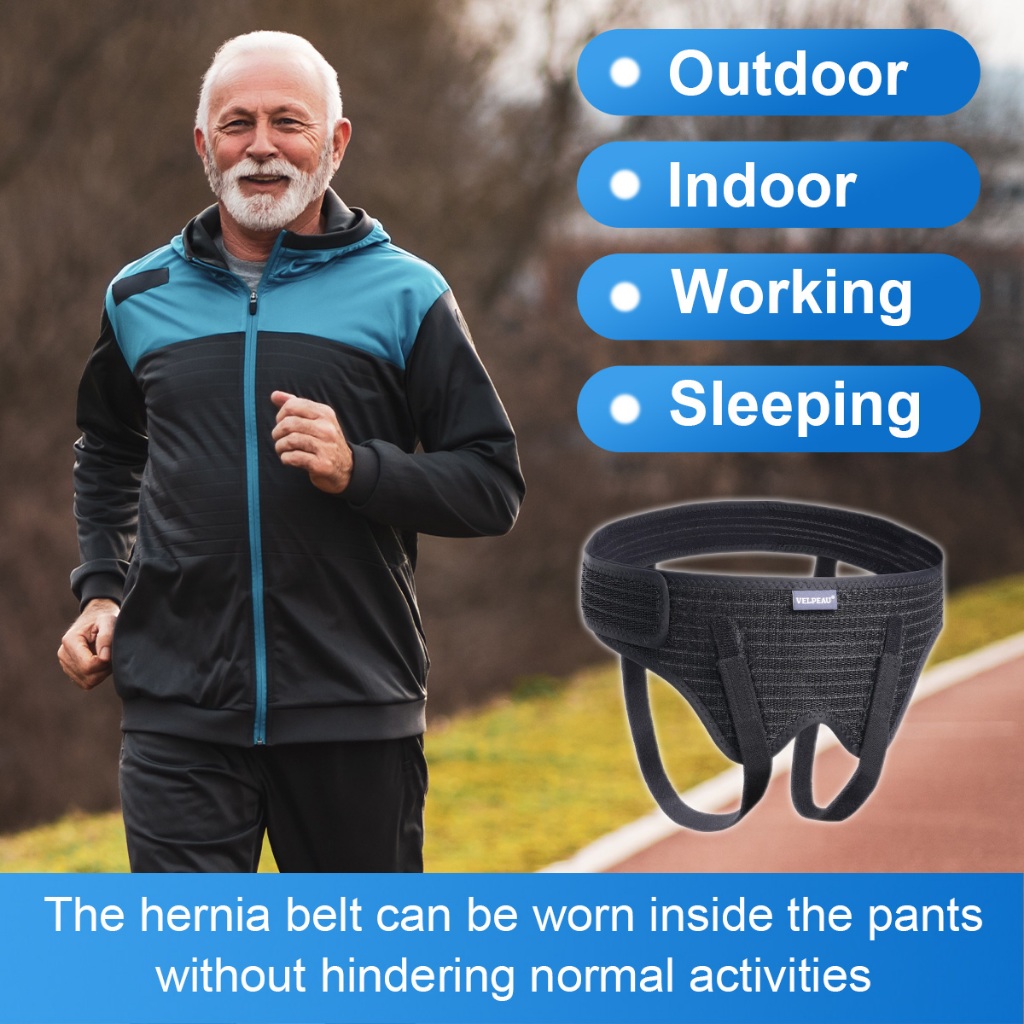 VELPEAU เข็มขัดไส้เลื่อน Truss สําหรับ Inguinal หรือกีฬาไส้เลื่อนสนับสนุนบรรเทาอาการปวด Recovery สายรัด 2 แผ่นบีบอัดที่ถอดออกได้ - รูปที่ 6