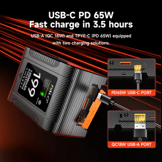 Palo V-mount แบตเตอรี่ 199Wh/99Wh แบตเตอรี่เอาต์พุตพลังงานสูงสําหรับกล้องวิดีโอเติมแสง