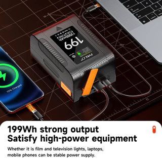 Palo V-mount แบตเตอรี่ 199Wh/99Wh แบตเตอรี่เอาต์พุตพลังงานสูงสําหรับกล้องวิดีโอเติมแสง