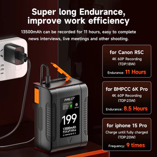 Palo V-mount แบตเตอรี่ 199Wh/99Wh แบตเตอรี่เอาต์พุตพลังงานสูงสําหรับกล้องวิดีโอเติมแสง