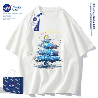 เสื้อยืดแขนสั้น NASA - ลายต้นคริสต์มาสแห่งโชคดี ผ้า cotton 1…
