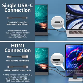 15.6 inch จอต่อมือถือ 60HZ Portable Gaming Monitor 1080P FHD พร้อม USB C HDMI Monitor Extension Screen สําหรับ Switch XBOX PS4 PS5 โทรศัพท์มือถือ แล็ปท็อป iPad Mac