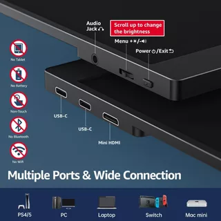 15.6 inch จอต่อมือถือ 60HZ Portable Gaming Monitor 1080P FHD พร้อม USB C HDMI Monitor Extension Screen สําหรับ Switch XBOX PS4 PS5 โทรศัพท์มือถือ แล็ปท็อป iPad Mac