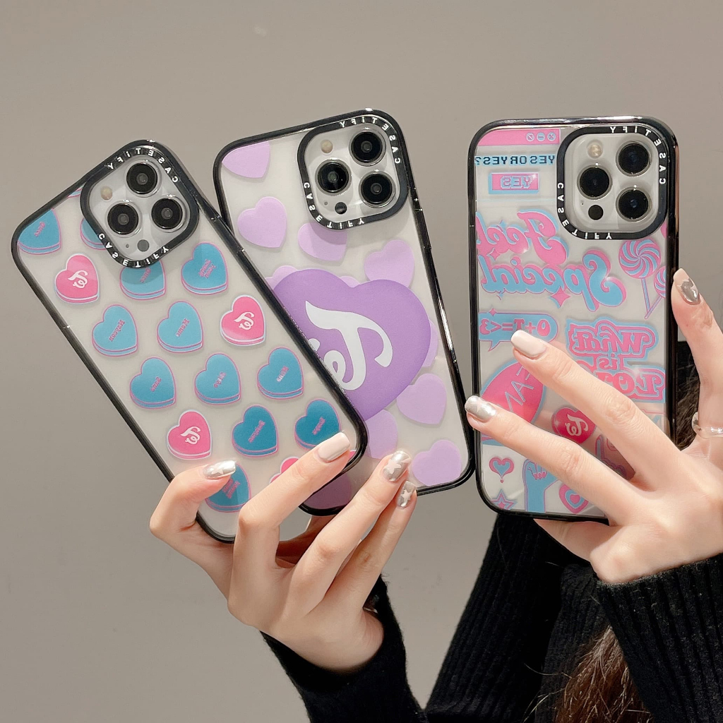 Casetify TWICEสติกเกอร์LoveสําหรับIphone 16promax 15 pro max 14 pro max 14 plus 13 pro max i13 13pro 11 pro max iphone11 12 pro max Soft Clear Caseโทรศัพท์กันกระแทก