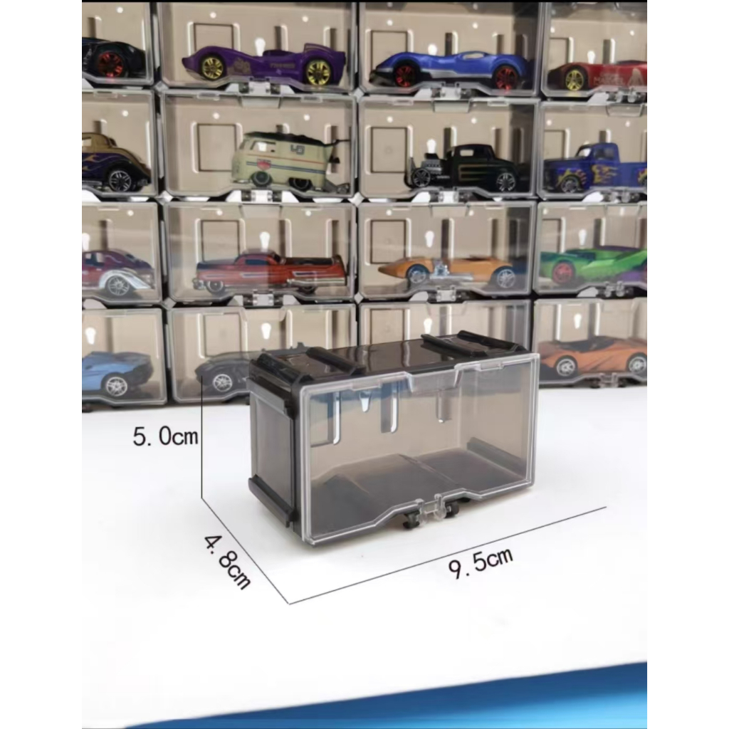 Combinable 1: 64 รุ่นรถกล่องเก็บของป้องกันฝุ่นโลหะผสมรถโดมรถโลหะผสมกล่องแสดงรถ