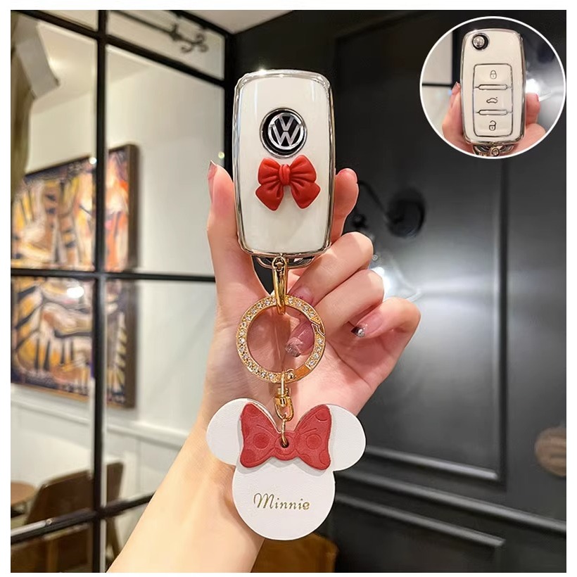 สําหรับ Volkswagen TPU รถ Flip Key Case สําหรับ Volkswagen VW Passat Polo Tiguan Golf Beetle แคดดี้ T5 Up Eos Skoda Octavia ที่นั่ง Leon Altea รถ