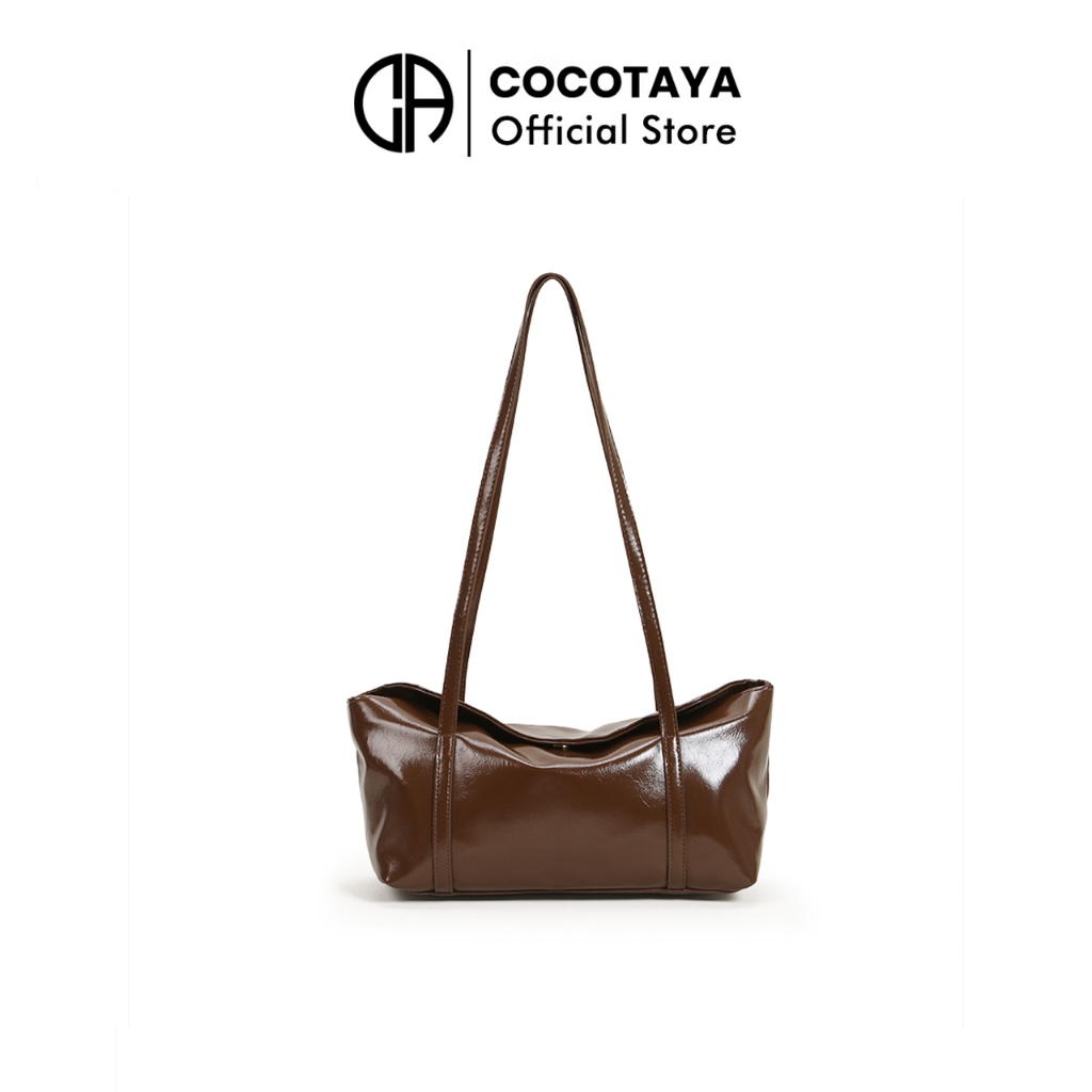 (COCOTAYA) กระเป๋าถือ PU หนังเงาขนาดใหญ่ มีสายสะพายไหล่