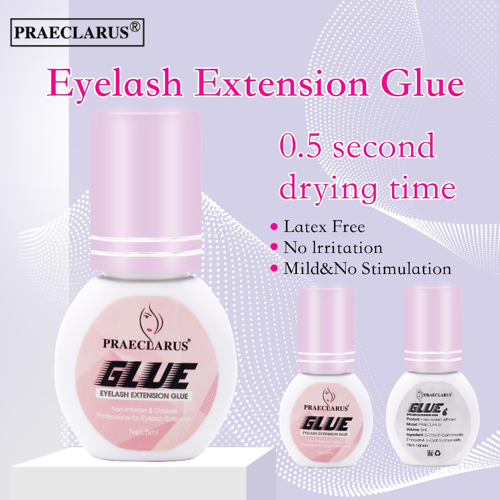 Praeclarus กาวติดขนตา 0.5 วินาที Quick-Drying กาวสําหรับต่อขนตา Strong กาว Super Fast Drying Mild& No Stimulation Low Irration Eyelash Extension กาว