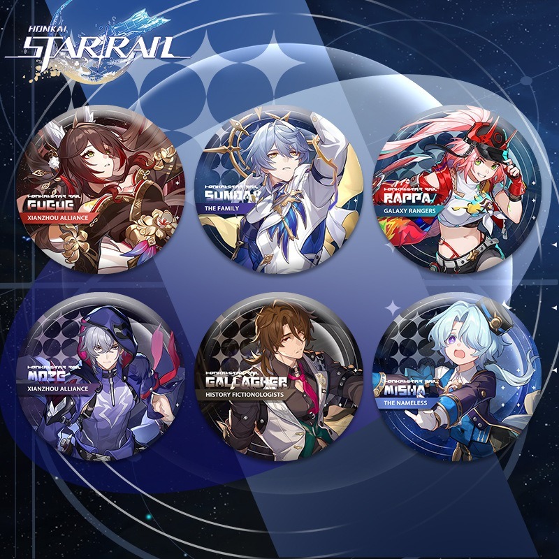เกม Honkai Star Rail Moze Sunday Misha Rappa Badge ปุ่มเข็มกลัด Pins คอสเพลย์คอลเลกชันของเล่นกระเป๋าตกแต่งของขวัญ