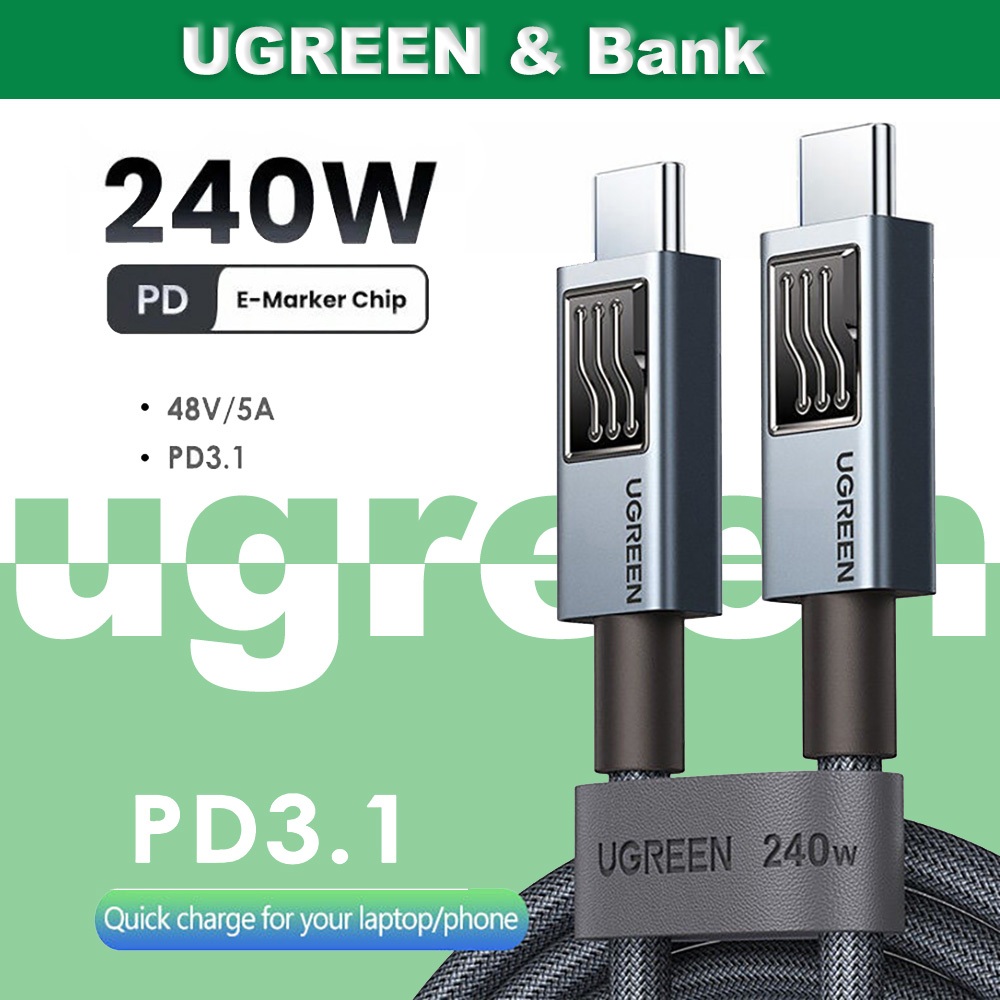Ugree n สาย 240W PD3.1 48V 5A Type C ถึง Type C ชาร์จเร็ว