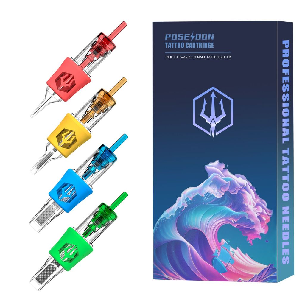 Poseidon Tattoo Cartridges Needle, 20 ชิ้น /กล่อง #10 มาตรฐานสารพันทิ้งเข็มสัก 0.3 มม. ชุดหลอดเข็มแบบใช้แล้วทิ้งสําหรับศิลปิน