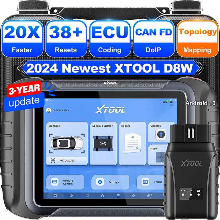 Xtool D8W OE-ระดับ OBD2 WIFI OBD2 เครื่องสแกนเนอร์เครื่องสแกนเนอร์เครื่องสแกนเนอร์รถยนต์การเชื่อมต่อ OBD การวินิจฉัยระบบทั้งหมดเครื่องสแกนเนอร์รถยนต์ OBDII การเขียนโปรแกรมคีย์ (IMMO) 38 + Reset พร้อมแผนที่โท