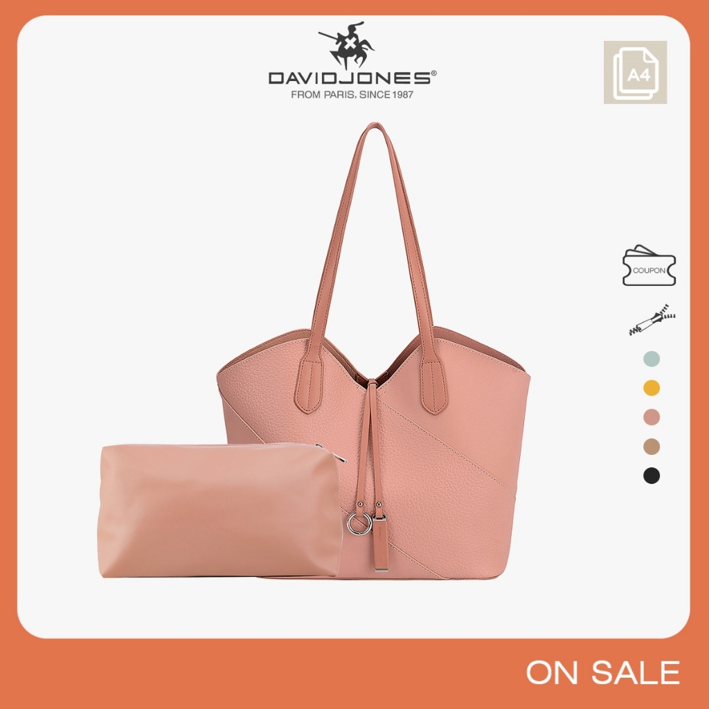 David Jones Paris กระเป๋าสะพายไหล่ หนัง PU ทรงโท้ท เหมาะกับฤดูใบไม้ผลิ ฤดูร้อน สําหรับสตรี 2023 2 ชิ้น