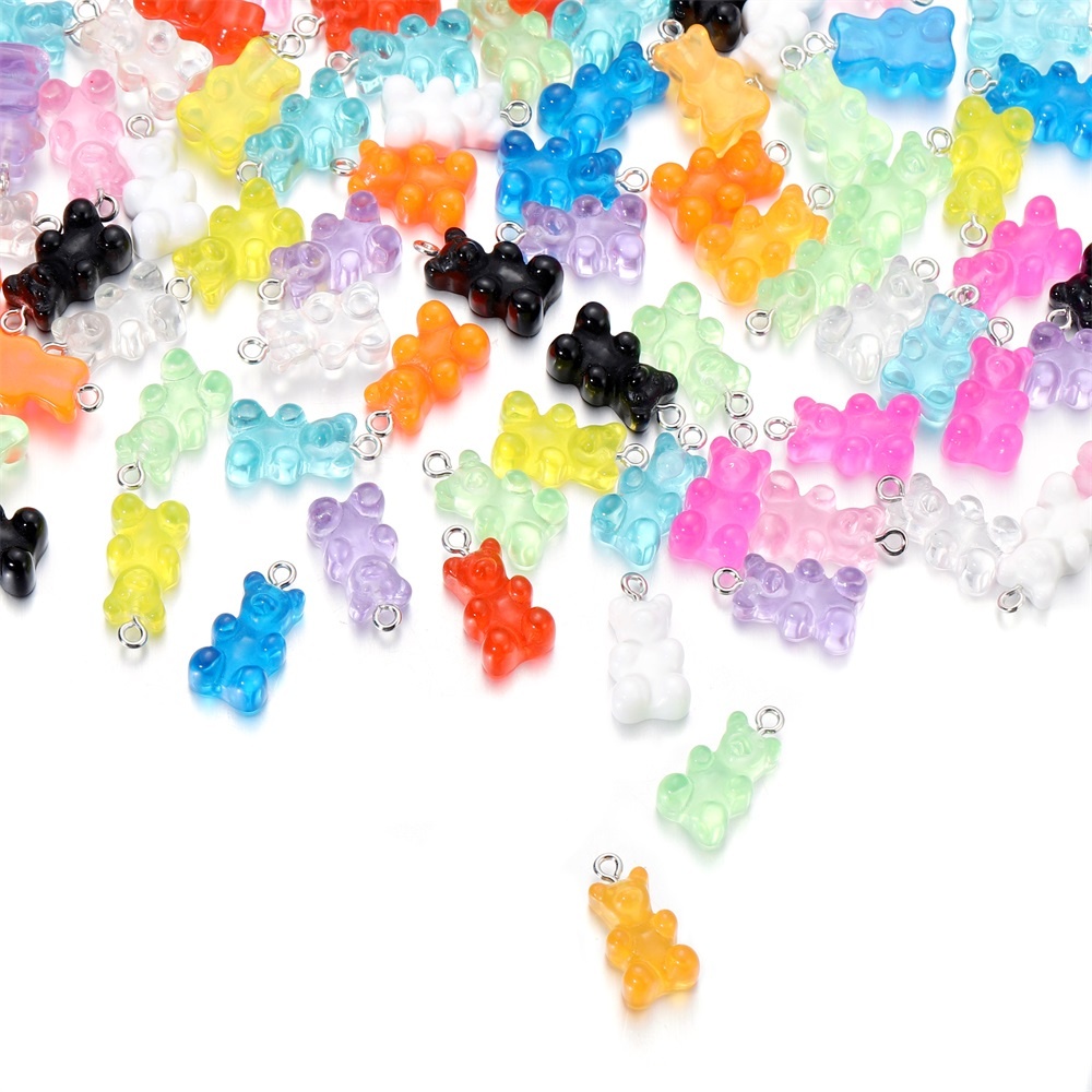 10 ชิ้นน่ารักเรซิ่น Candy Gummy Bear จี้ต่างหูสร้อยคอ Key Chains สําหรับผลการค้นหาเครื่องประดับ DIY อุปกรณ์เสริม