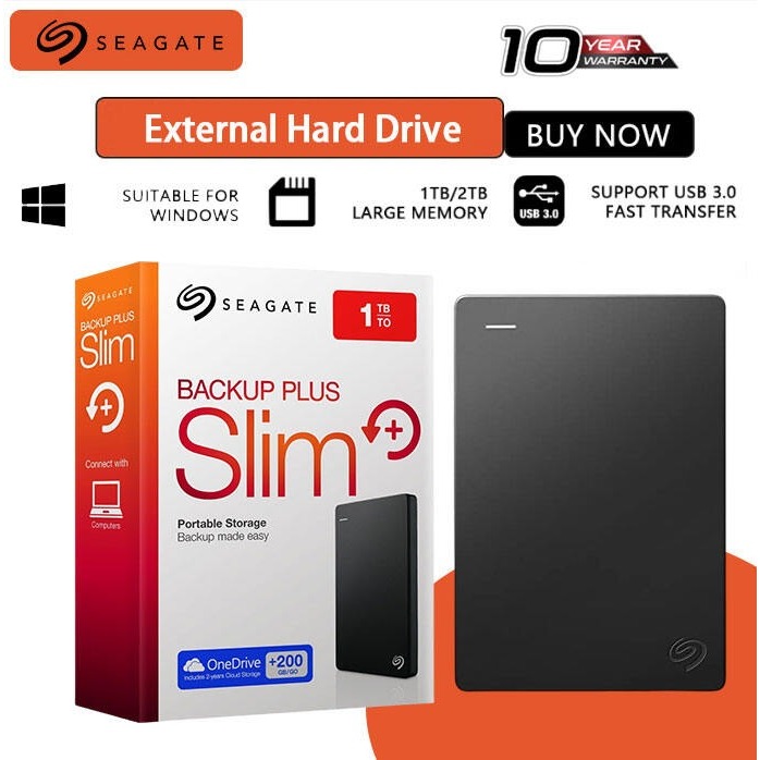 ใหม่ Seagate Backup Plus Slim 1TB 2TB แบบพกพาฮาร์ดไดรฟ์ภายนอก USB 3.0 HDDภายนอก,ความจุสูง,การเชื่อมต่อ Plug-and-play สําหรับแล็ปท็อปพีซี mac OS