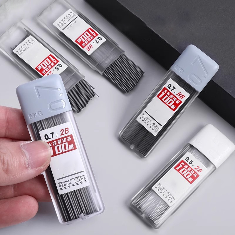 100ชิ้น/กล่อง0.5มิลลิเมตร0.7มิลลิเมตรอัตโนมัติดินสอตะกั่ว2ข/hbกลดินสอเติมกดดินสอเปลี่ยนตะกั่วโรงเรียนสํานักงานเขียนอุปกรณ์