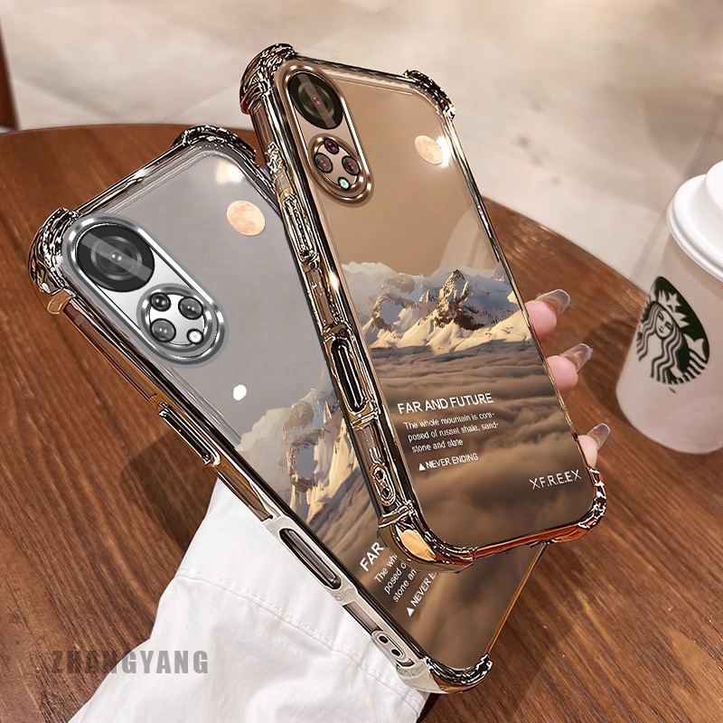 New สีcase สําหรับ Huawei Nova 9 Nova 9 SE สี่มุมไฟฟ้า anti drop รูปแบบเคสโทรศัพท์ความงามภูมิทัศน์รูปแบบ TPU ซิลิโคนนุ่มกรณี