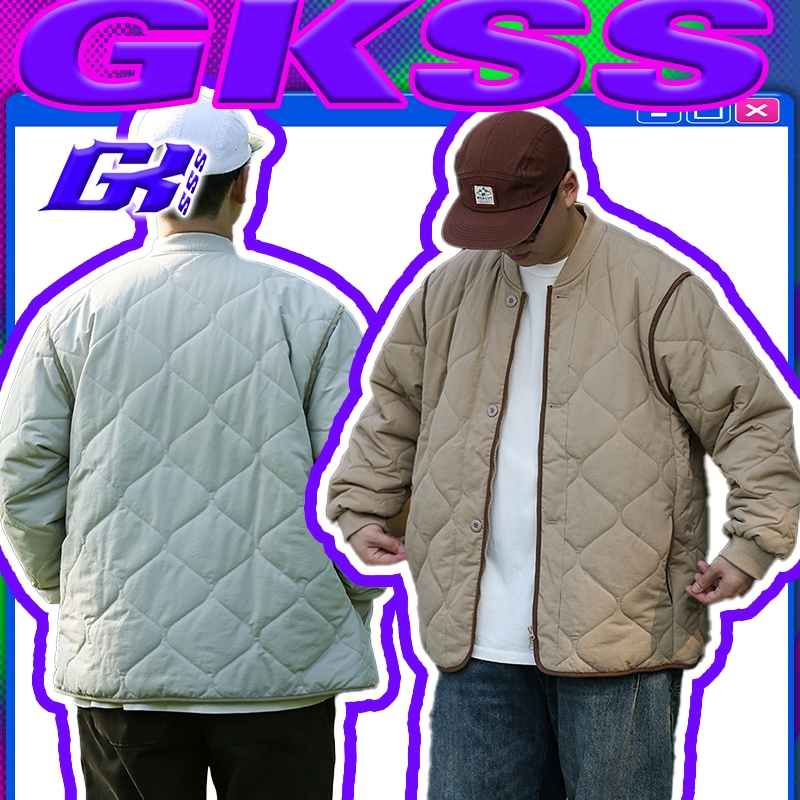 GKSSS เสื้อโค้ทผ้าฝ้ายฤดูหนาวของผู้ชายสีทึบเรียบง่ายของญี่ปุ่นแจ็คเก็ตหลวม