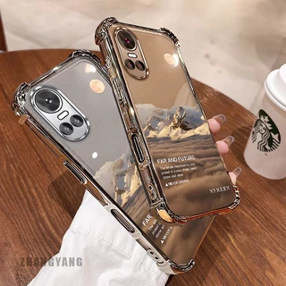 New สีcase สําหรับ OPPO RENO 10 5G RENO 10 Pro 5G สี่มุม electroplated anti drop รูปแบบเคสโทรศัพท์ความงามภูมิทัศน์รูปแบบ TPU ซิลิโคนนุ่มกรณี